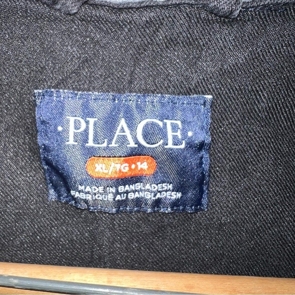 The Childrens Place Kids Boys Girls Black Denim Jean Jacket With Hoodie Size 14 - Picture 7 of 8